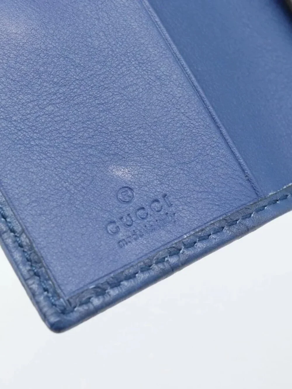 GUCCI Micro Guccissima GG Canvas Key Case Leather Blue Gold 278633 Auth 186350M